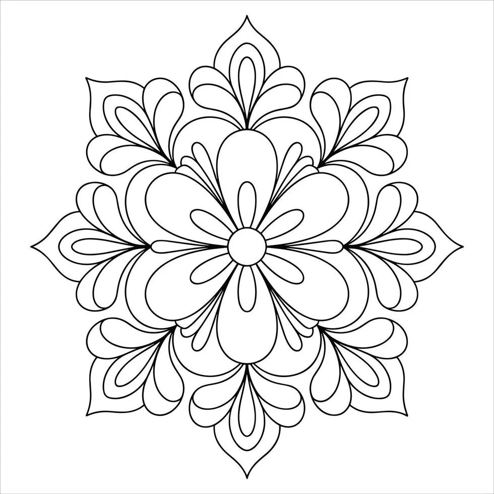 detailed-mandala-coloring-page-symmetrical-abstract-floral-ornament-design-vector Cấu trúc đối xứng tuyệt mỹ của tranh Mandala mang lại sự cân bằng tâm trí