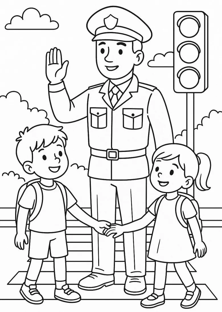 Tranh tô màu nghề nghiệp cho bé: Bác sĩ, công an, phi công, giáo viên